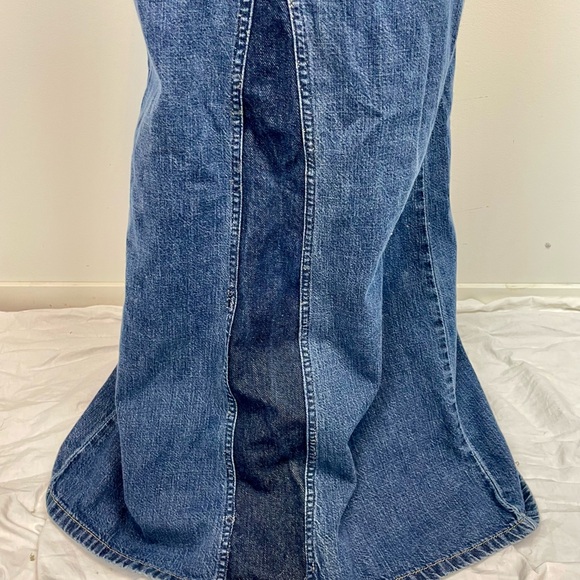 Upcycled Denim Maxi Skirt American Eagle Jeans Boho Modest Size 6 Long 90s Y2K - Picture 4 of 12